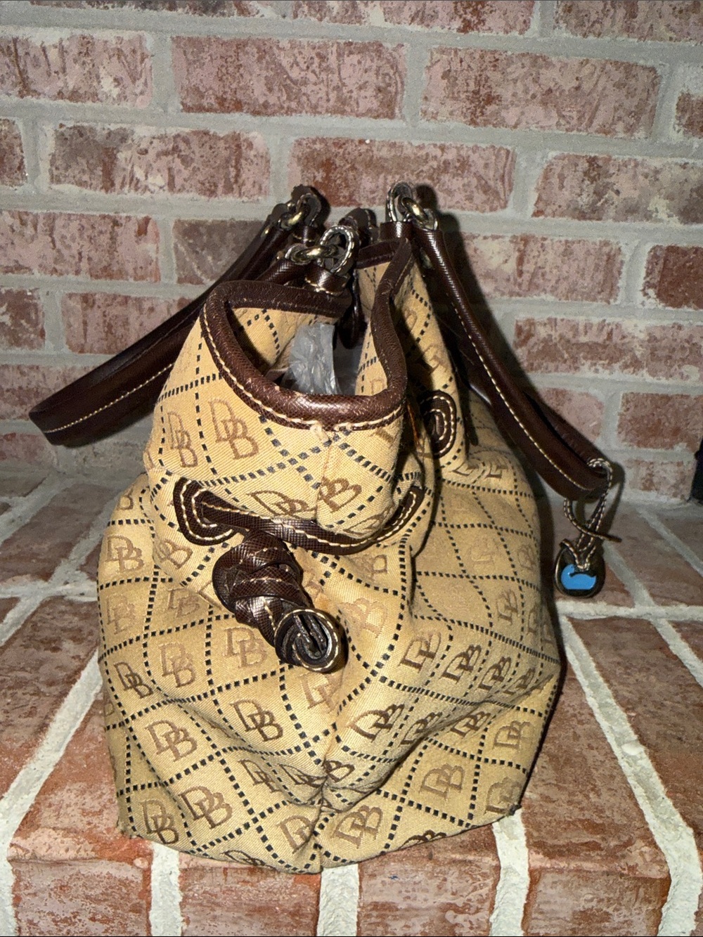 Womens Dooney & Bourke Monogram Pattern Brown Canvas Tote - Picture 4 of 12